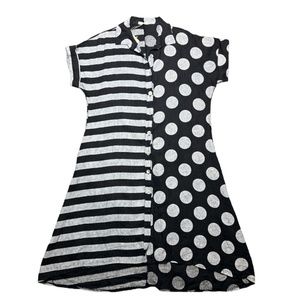 Blue grey  button-down collar dress with pockets one size